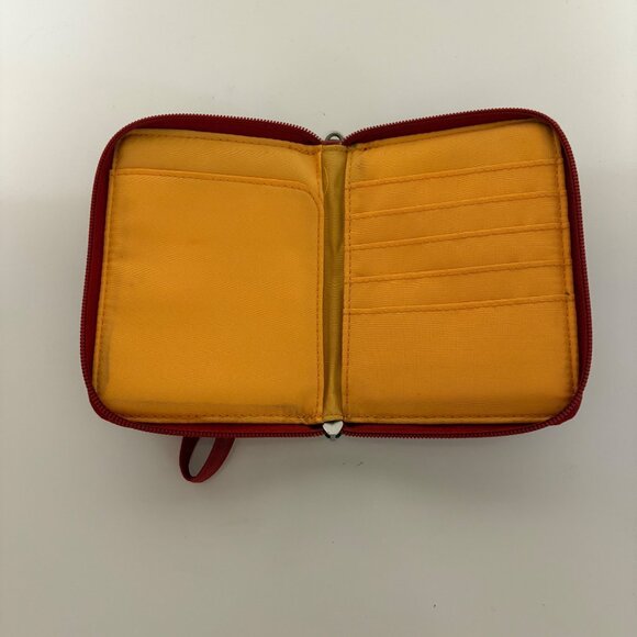 Baggallini Red Nylon Zippered Travel Wallet Wrist Strap Card Slots - Picture 7 of 7